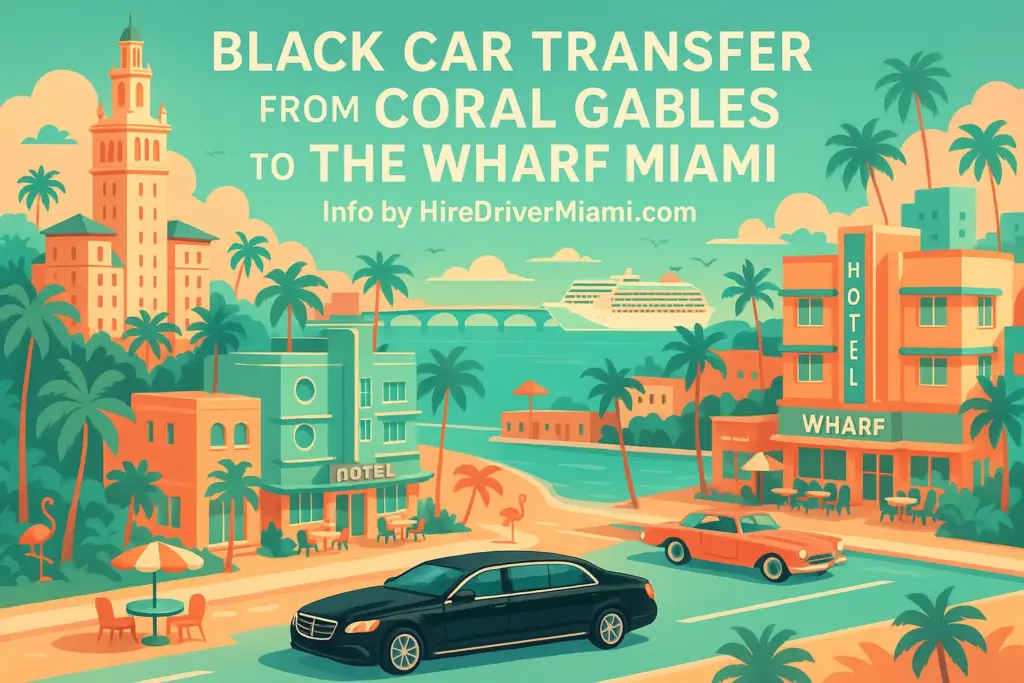 Black Car Transfer from Coral Gables to The Wharf Miami