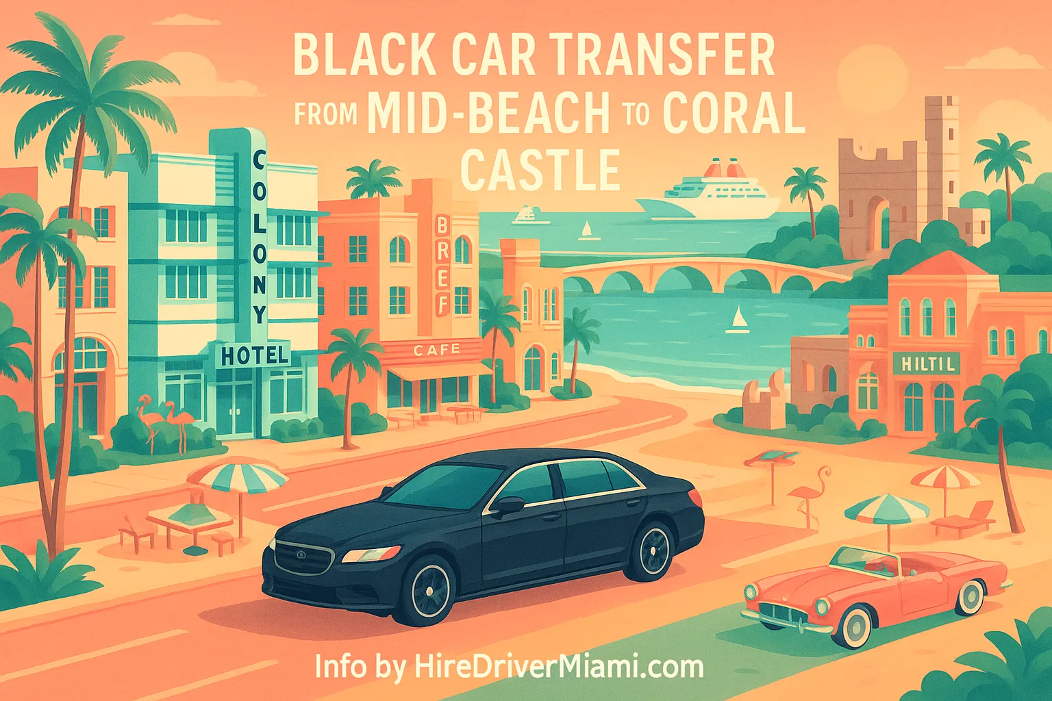 Black Car Transfer from Mid-Beach to Coral Castle