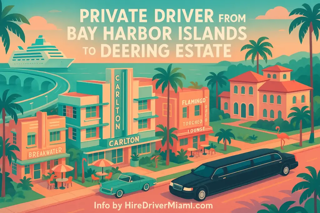 Private Driver from Bay Harbor Islands to Deering Estate